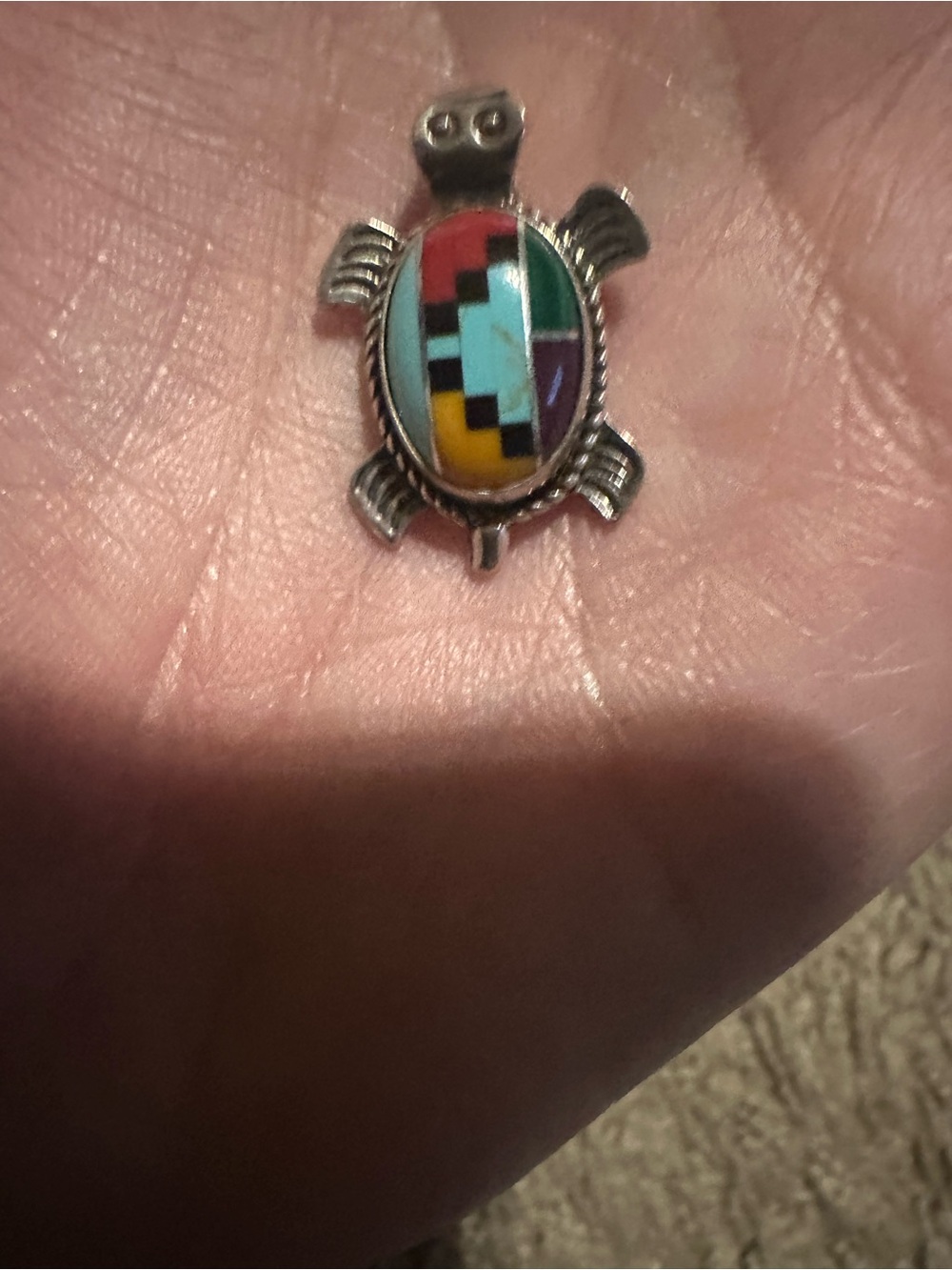 Multi-Color Turtle Inlay Pendant - Sterling Style Women’s Jewelry